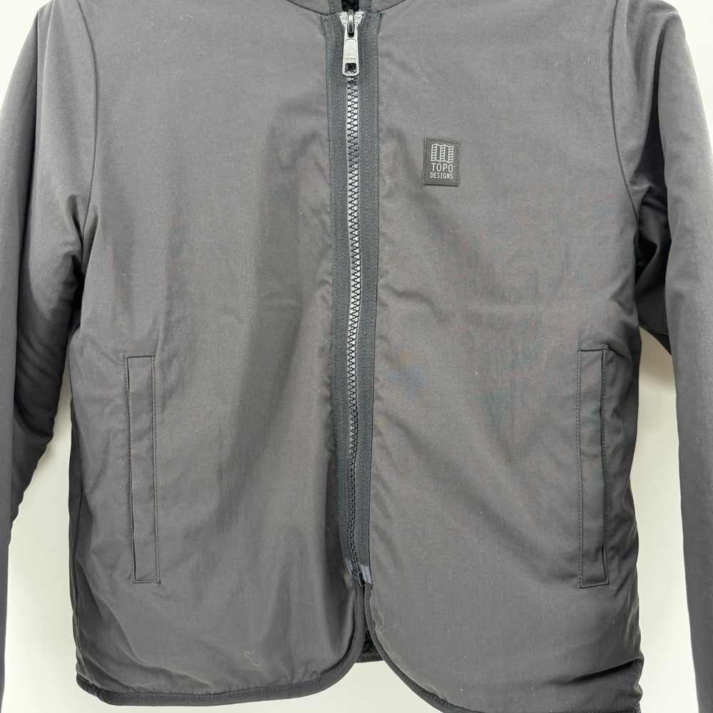 Topo Designs Sherpa Fleece Jacket Full Zip Reversible Black Red Crop Women's M - Picture 7 of 14